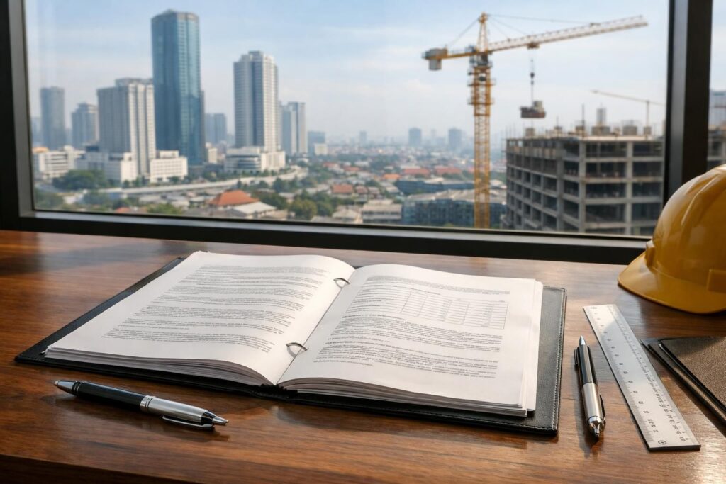 pelajari kontrak konstruksi di surabaya serta ketentuan penting yang harus diperiksa agar proyek berjalan lancar dan sesuai hukum.